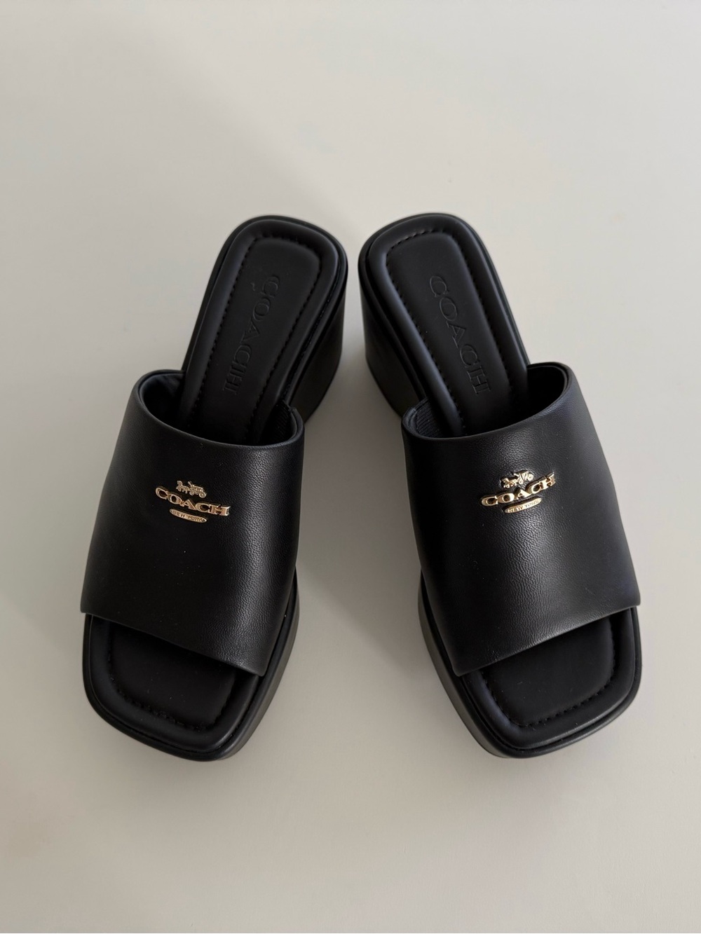 Coach Leather Platform Mule Sandals